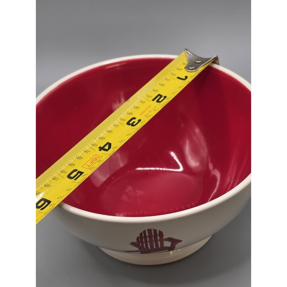 Rae Dunn RELAX Bowl Red Adirondack Chair Red Interior Artisan Magenta - Picture 4 of 5